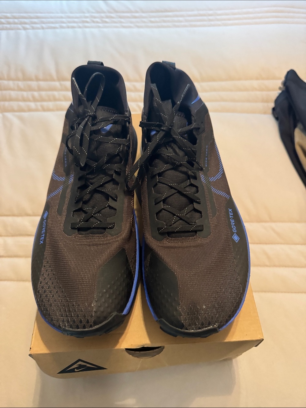 Nike Men's Black Running Shoes with Blue Trim